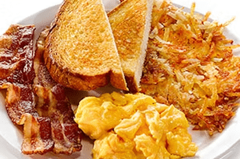 Scrambled Eggs, Hash Browns & Toast
